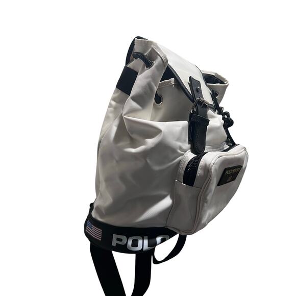 Polo Sport Ralph Lauren Backpack White Nylon Rucksack Flag Logo Vintage Style main image 8